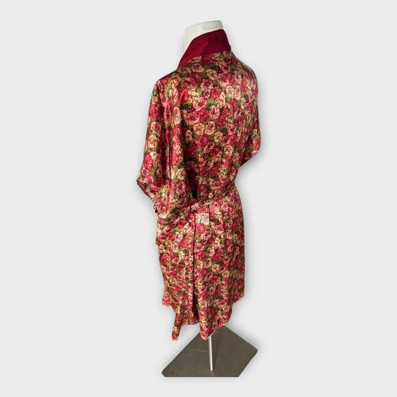 Vintage Pinx Floral Satin Kimono Robe OS Cottagecore Boho Chic Dressing Gown - Picture 4 of 13